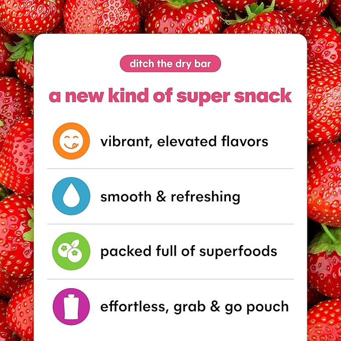 Noka Organic Superfood Fruit Smoothie Pouches, Strawberry Banana with Immune Support, Healthy Snacks with Elderberry, Vitamin C, Flax Seed and Plant Protein, Gluten Free, Vegan, 4.22 oz (12 Pack)