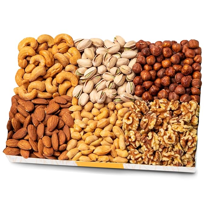 Nuts.com Nuts Assortment Tray – Mixed Nut Sampler Box for Fall, Thanksgiving and Festive Gifts – 2 lb Care Package Includes a Heart Healthy Variety of Cashews, Pecans, Pistachios & More