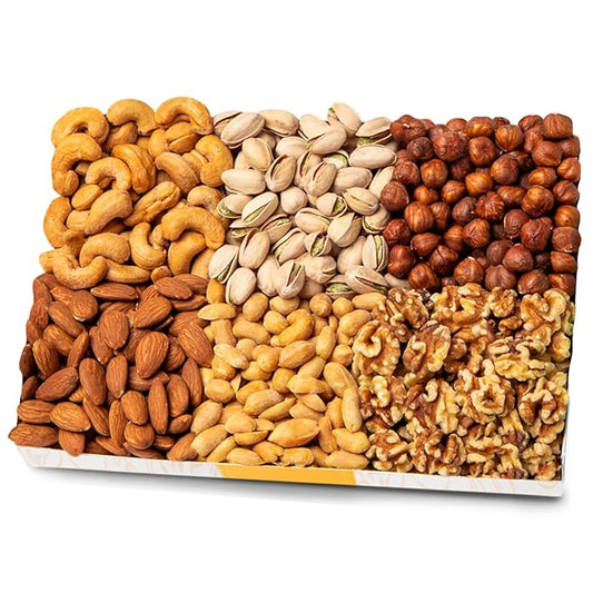 Nuts.com Nuts Assortment Tray – Mixed Nut Sampler Box for Fall, Thanksgiving and Festive Gifts – 2 lb Care Package Includes a Heart Healthy Variety of Cashews, Pecans, Pistachios & More