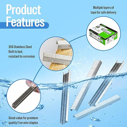 meite 20 Gauge 304 Stainless Steel Upholstery Staples, 1/2-Inch Crown with 1/4-Inch Leg Length, Heavy Duty Staples for Construction, Furniture, Crafts & DIY Projects (10 Boxes)