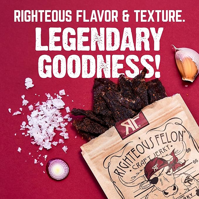Righteous Felon Beef Jerky & Meat Sticks Variety Pack | Gifts for Men | High Protein, Keto, Low Sugar | Made with Premium Meats | Gluten Free Beef Jerky Snack Packs | Whole Shebang 16 Pack