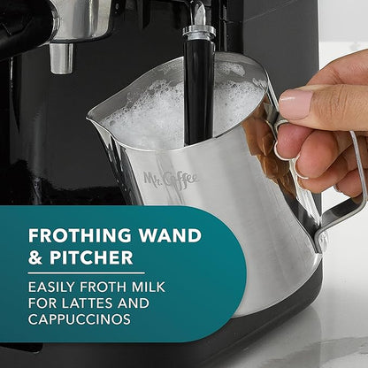 Mr. Coffee 4-Shot Steam Espresso Cappuccino and Latte Maker with Stainless Steel Frothing Pitcher