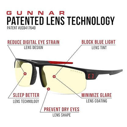 Gaming Glasses | Blue Light Blocking Glasses | Torpedo Fit/Onyx by Gunnar | 65% Blue Light Protection, 100% UV Light, Anti-Reflective To Protect & Reduce Eye Strain & Dryness