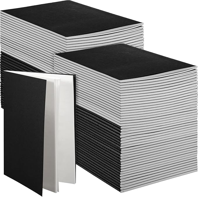Mimorou 100 Pcs Kraft Notebook Journals 5.5 Inch x 8.3 Inch A5 Softcover Notebooks Bulk for Writing Sketch Office Notepad with 60 Pages 30 Sheets (Multicolor,Lined)(Black,Unlined)