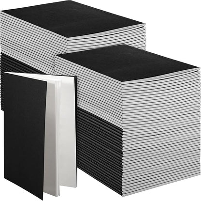 Mimorou 100 Pcs Kraft Notebook Journals 5.5 Inch x 8.3 Inch A5 Softcover Notebooks Bulk for Writing Sketch Office Notepad with 60 Pages 30 Sheets (Multicolor,Lined)(Black,Unlined)