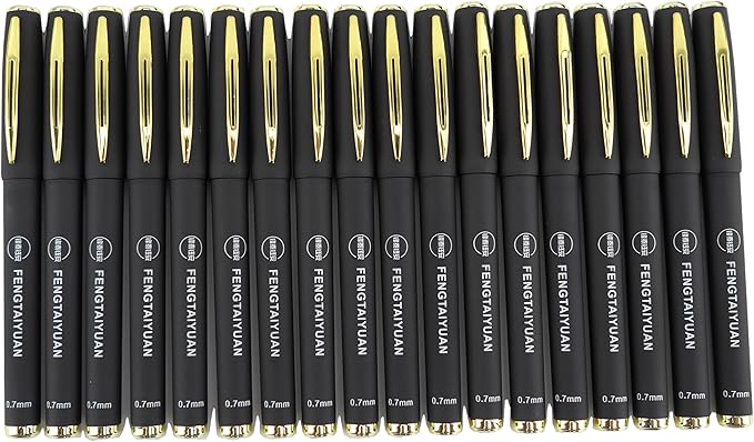 Fengtaiyuan Gel Ink Rollerball Pens, Comfortable Non-Slip Grip, Black Ink, Fine Point, 0.7mm, Writting Smoth, Quick-Drying Ink, 18-Piece Box (07P18)