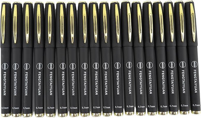 Fengtaiyuan Gel Ink Rollerball Pens, Comfortable Non-Slip Grip, Black Ink, Fine Point, 0.7mm, Writting Smoth, Quick-Drying Ink, 18-Piece Box (07P18)