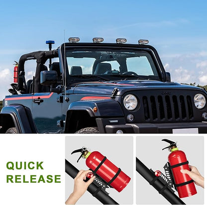 Quick Release Fire Extinguisher Mount – UTV Fire Extinguisher with Mount Kit for Jeep, ATV, Truck – Adjustable Fire Extinguisher Bracket & Holder for Roll Bars – Boat & Vehicle Compatible.
