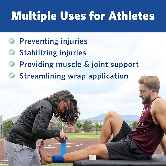 PowerFlex – Self-Adhering Sports Wrap for Injury Prevention & Post-Injury Stability – Medical-Grade, Sweat & Water Resistant First Aid Wrap for Athletes - White, 2 inch, 2 Rolls