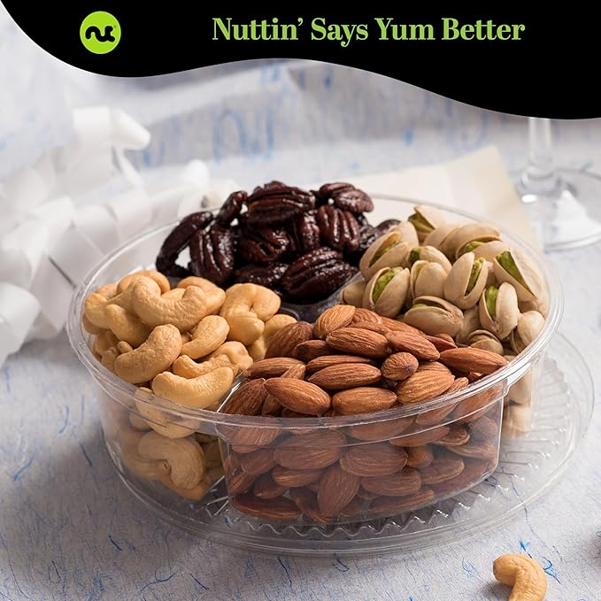 NUT CRAVINGS - Thanksgiving Mixed Nuts Gift Basket in Black Gold Box (4 Assortments) Holiday Xmas Christmas Food Arrangement, Healthy Snack Care Package, Food Assortments