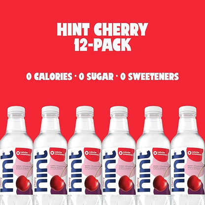 Hint Fruit-Infused Bottled Water, Cherry - Sugar Free Flavored Water with Zero Calories, Naturally Flavored, and No Artificial Sweeteners - 16 Fl Oz (Pack of 24)