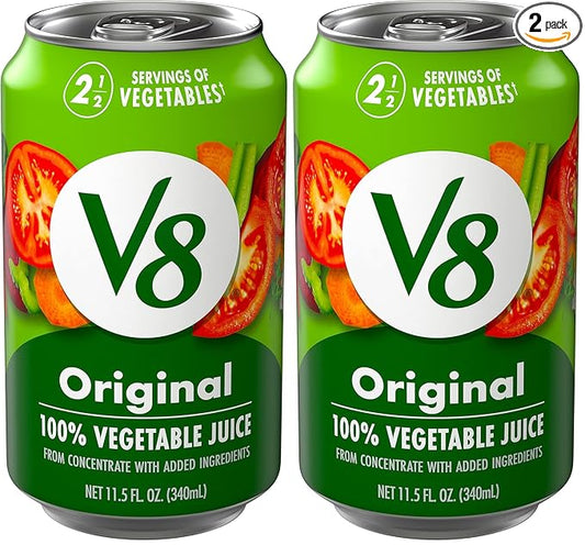 V8 Original 100% Vegetable Juice, Vegetable Blend with Tomato Juice, 11.5 FL OZ Can (Pack of 2)