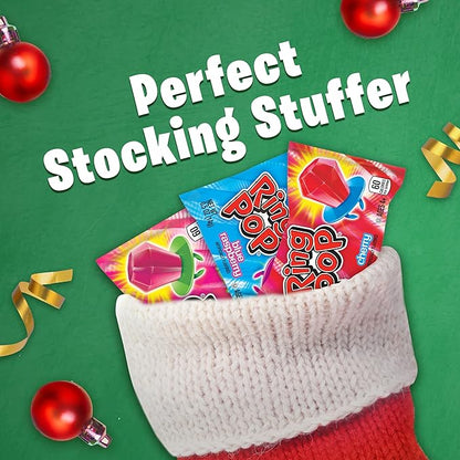 Ring Pop Candy, Christmas Lollipops, 20 Ct Party Favors in Assorted Fruity Flavors - Full Size, Bulk Variety Pack, Individually Wrapped Hard Candy For Stocking Stuffers, Holiday Gifts