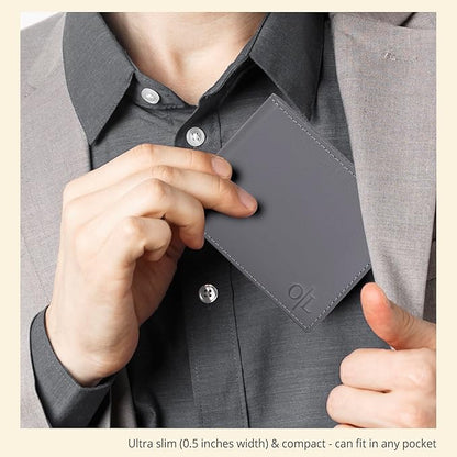 Oak Leathers Slim Leather Wallet for Men - RFID Wallets Credit Card Holder Ultra Thin Gift for Mens, Front Pocket Minimalist Design