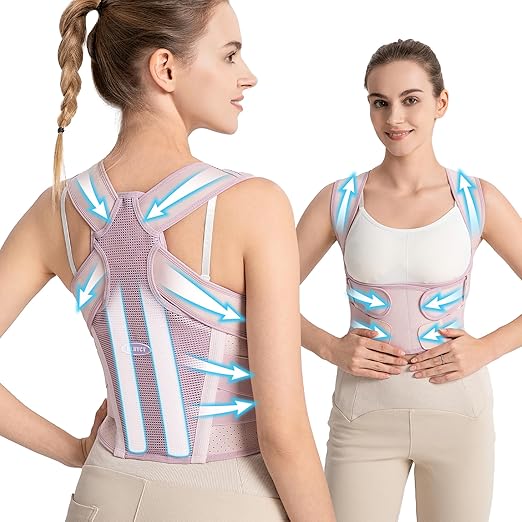 Posture Corrector for Women – 2-in-1 Back Brace with Shoulder Support, Adjustable Full Back Straightener for Upper & Lower Back Pain Relief, Hunchback, Scoliosis & Spine Alignment (L/XL)