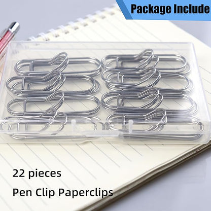 22 PCS 2.28 Inch (58mm) Paper Clips Silver Rust Resistant Metal Strong Pen Clip Style Paperclips for Office School Documents