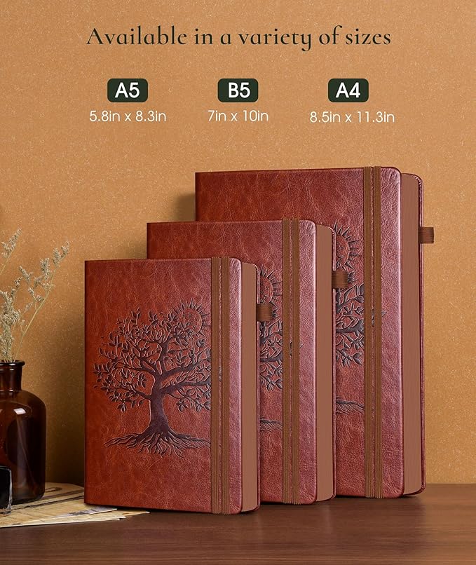 PAIBAS Vintage Leather Journal, A4 Large 300 Numbered Pages – College Ruled Hardcover Notebook for Writing, Work, School & Travel