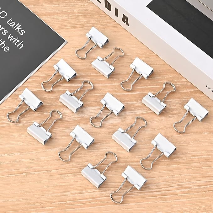100 Pack Mini White Binder Clips 5/8 Inch (15 mm), Colored Little Paper Clamps, Small Tiny Micro Size Paper Clips for Office Home School Business 0.6"