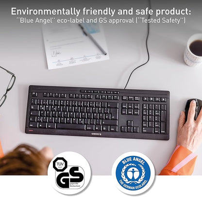 Cherry Stream Keyboard - Wired USB Keyboard - SX Scissors Mechanism - GS Approval - QWERTY – White