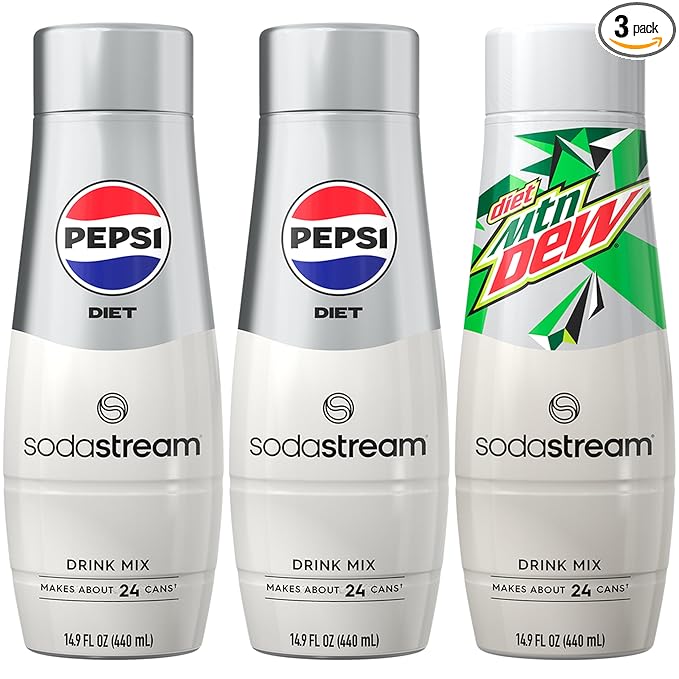 SodaStream Pepsi & MTN Dew Variety Pack, Diet, 440ml, (Pack of 3)