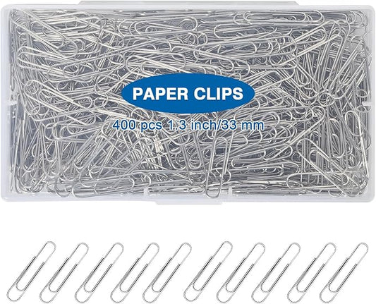400 Pcs Medium Paper Clips,1.3 inch Smooth Paperclips Metal Paper Clip for Office, School and Teacher Supplies.