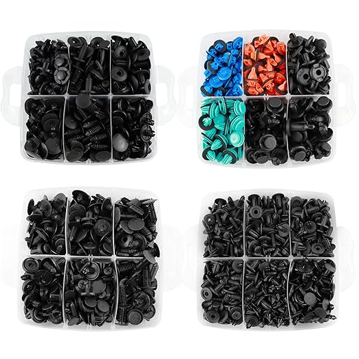Car Push Retainer Clips Screw Assortment Kit 1351PCS-42 Most Popular Sizes Door Panel Trim Screw Clips Nylon Bumper Fender Rivets with Blue Fasteners for Ford GM Toyota Honda Chrysler