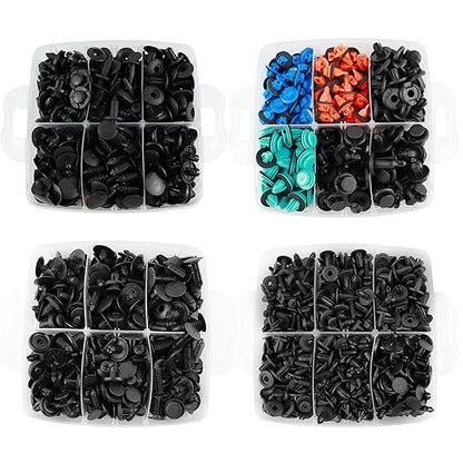 Car Push Retainer Clips Screw Assortment Kit 1351PCS-42 Most Popular Sizes Door Panel Trim Screw Clips Nylon Bumper Fender Rivets with Blue Fasteners for Ford GM Toyota Honda Chrysler