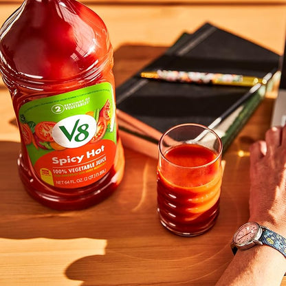 V8 Spicy Hot 100% Vegetable Juice, 64 fl oz Bottle (6 Pack)