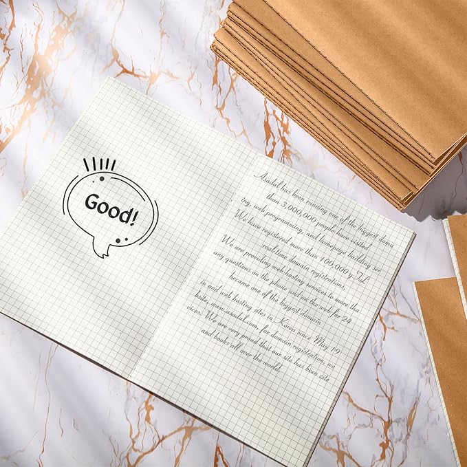 Mimorou 100 Pcs Kraft Notebook Journals 5.5 Inch x 8.3 Inch A5 Journal Softcover Notebooks Bulk for Kids Student Writing Sketch Office Notepad with 60 Pages 33 Sheets (Brown, Grid)