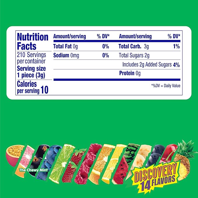 Mentos Chewy Mint Candy Roll, Holiday Candy for Christmas Stocking Stuffers for Adults & Kids Discovery, 14 Assorted Fruit Flavors, 14 Pieces Per Roll, 15 Count Showbox