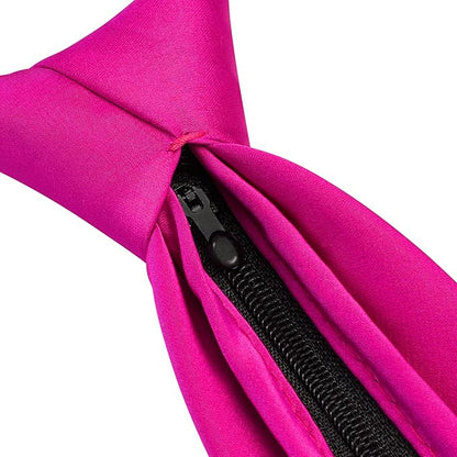 Branduce 3.15"（8cm） Pre-tied Adjustable Zipper Tie and Lapel Pin Solid Necktie Handkerchief Set for Men