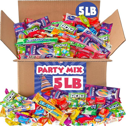 Party Pinata Candy Mix - 5 Pounds - Christmas Big Bulk Parade Candies - Birthday Candies for Goodie Bags - Candy Individually Wrapped - Pinata Filler Stuffer Variety Pack
