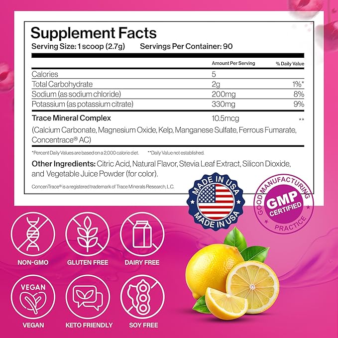 Dr. Price’s Electrolytes Powder Bulk | Cherry Lemonade 90 Servings | Sugar Free Hydration Powder with 72+ Trace Minerals | Keto, Vegan, Electrolyte Drink Mix | Doctor-Formulated, Made in USA