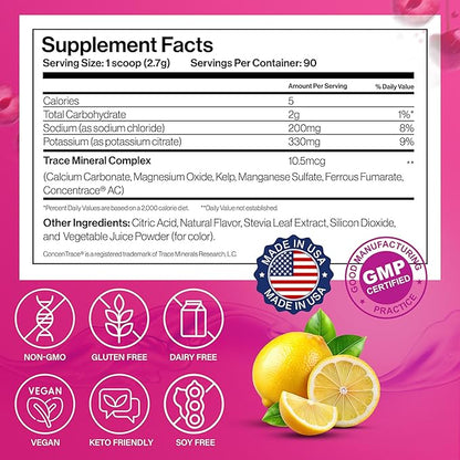 Dr. Price’s Electrolytes Powder Bulk | Cherry Lemonade 90 Servings | Sugar Free Hydration Powder with 72+ Trace Minerals | Keto, Vegan, Electrolyte Drink Mix | Doctor-Formulated, Made in USA