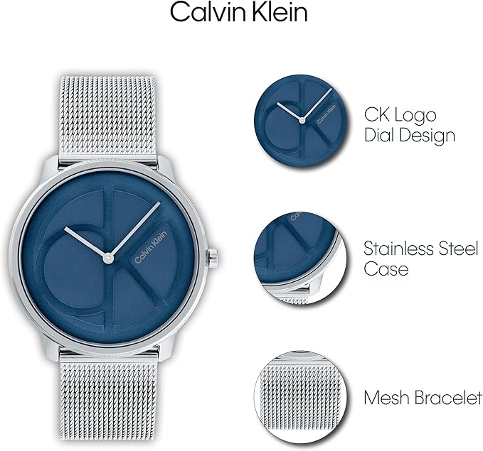 Calvin Klein Women's CK Iconic - 35mm 2H Quartz Watch - Stainless Steel Mesh Bracelet - Water Resistance 30 Meters – Premium Fashion Timepiece for Everyday Style - Gift for Her