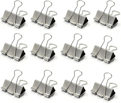 12Pcs Binder Clips 1.6in Binder Paper Clips Reusable Paper Clamps Clips for Office Supplies Organized Document Storage in Office, Study Room, School – Silver