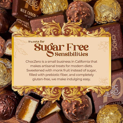 ChocZero Milk Chocolate Hazelnut Truffles, Zero Added Sugar, Gluten Free, Keto Holiday Gift, High Fiber, 16 Individually Wrapped Pieces, 8.5 Ounce (Pack of 1)