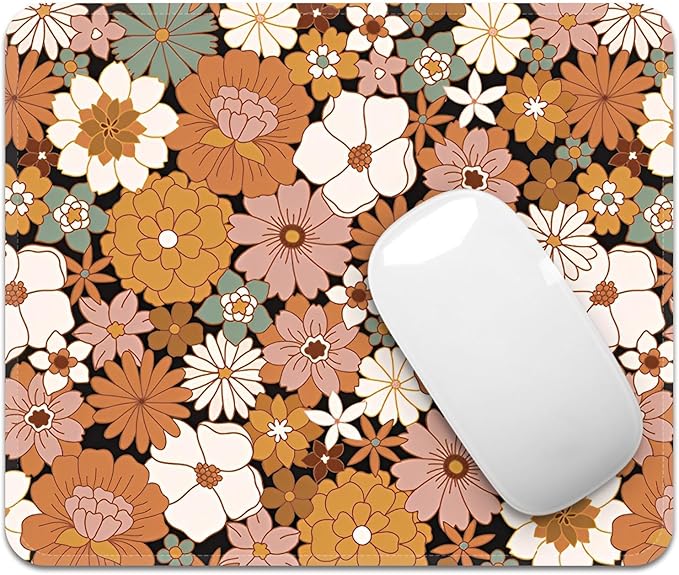 Square Mouse Pad with Stitched Edge, Premium Mousepad Washable Cloth. Computer Mouse Pad with Non-Slip Rubber Base, Mouse Pads for Computers Laptop Mouse 9.25x7.75x0.12 inch-Autumn Daisy-2 Pack