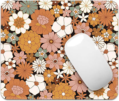 Square Mouse Pad with Stitched Edge, Premium Mousepad Washable Cloth. Computer Mouse Pad with Non-Slip Rubber Base, Mouse Pads for Computers Laptop Mouse 9.25x7.75x0.12 inch-Autumn Daisy-2 Pack