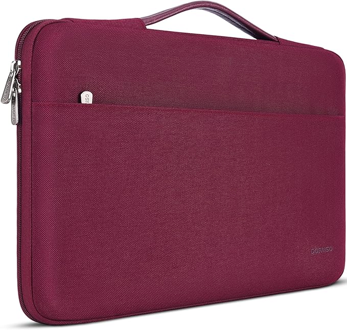 DOMISO 17 inch Laptop Sleeve Protective Case Cover Compatible with 17-17.3 inch HP Dell ASUS Lenovo Chromebook,Waterproof Computer Cases Bag with Handle,Wine