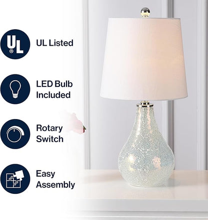 JONATHAN Y JYL1024B Mona 20.5" Mini LED Table Lamp, Modern, Contemporary, Elegant, Office, Living Room, Family Room, Dining Room, Bedroom, Hallway, Foyer, Mosaic White