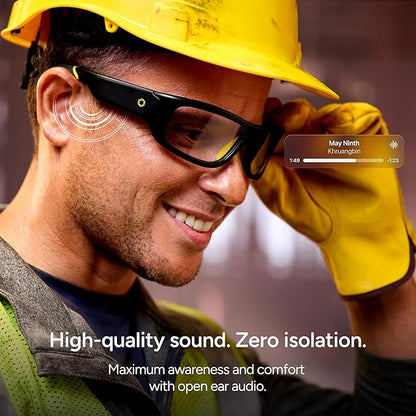 Lucyd Armor Smart Safety Glasses, TR90 Frame, Light Adaptive Lenses, Open Ear Speakers & Microphone - ANSI Z87.1