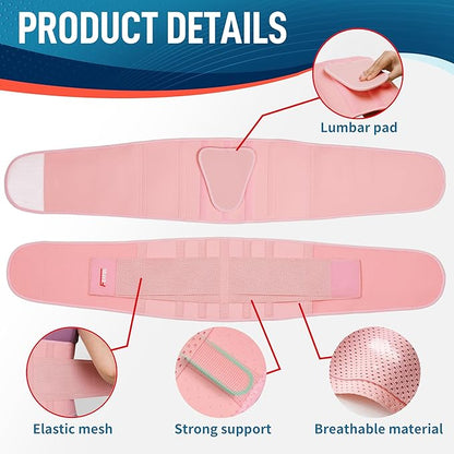 FEATOL Back Brace for Lower Back Pain, Breathable Back Support Belt for Women & Men with Lumbar Pad, Lumbar Support Belt for Heavy Lifting & Work, Pink, 3XL (Circumference:54-63")