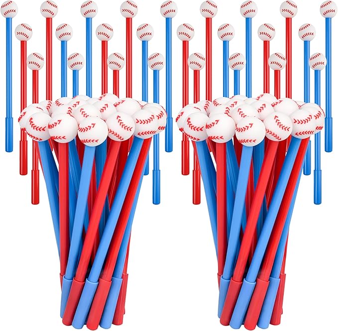 LiYiQ 50 Pcs Baseball Cartoon Cute Fun Pens for Kids Kawaii Baseball Shape Gel Black Ink Pen Cute Baseball Pens for School Office Home Student Kids Present