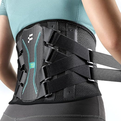 Back Brace for Women Men, Reinforced 3D Lumbar Support Pad, 4 Carbon Fiber Splints, Ultra-thin Air Mesh, Wear for Under Clothes, for Lower Back Pain Relief, Sciatica, Posture, Lifting, Size XL