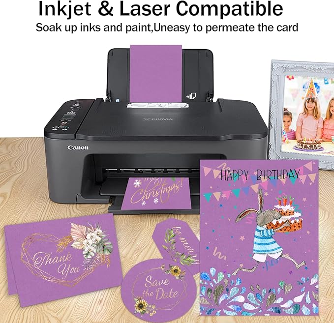 Purple Cardstock 8.5 x 11 80lb Halloween Card Stock For Printer, Goefun 24 Sheets Purple Construction Paper for Wedding Invitations, DIY Cards, Menus, Crafts