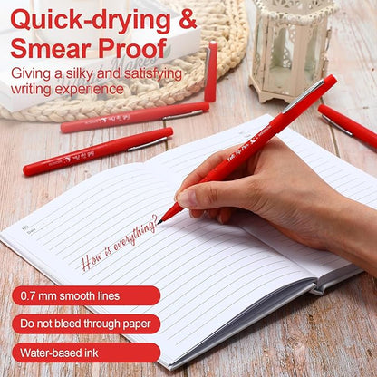 36 Pcs Felt Tip Pens 0.7mm Medium Point Colored Felt Tip Pens for Journaling Planner Writing Note-taking Art Office and School Supplies(Red)