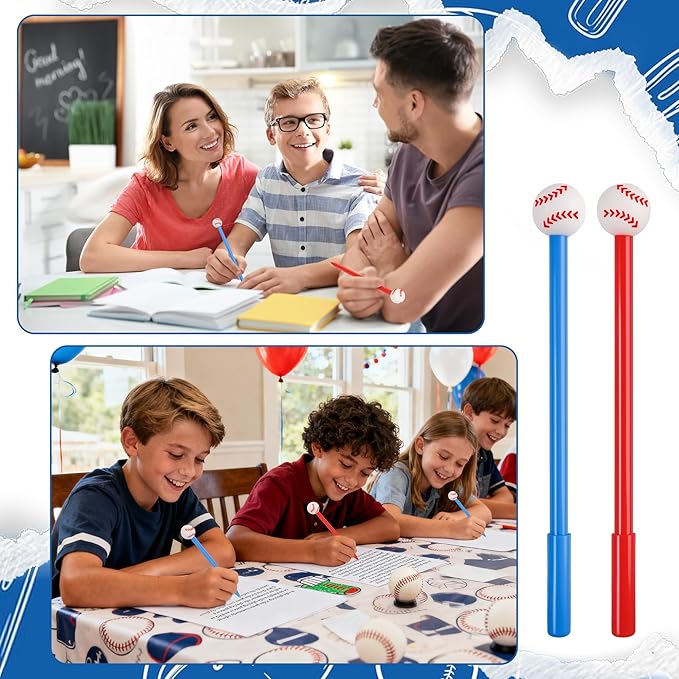 LiYiQ 50 Pcs Baseball Cartoon Cute Fun Pens for Kids Kawaii Baseball Shape Gel Black Ink Pen Cute Baseball Pens for School Office Home Student Kids Present
