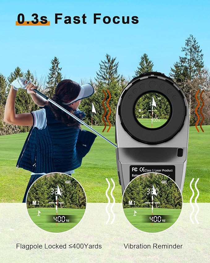 Golf Rangefinder 650/1200/1700 Yards Range Finder Golfing 6X Magnification 0.5 Yard Accuracy Flag Pin Lock Vibration Fast Focus High Clarity Display Easy to Use