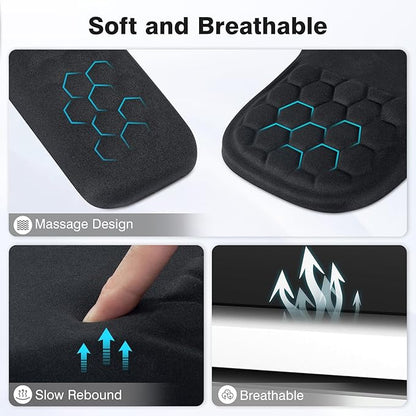 3 in 1 Ergonomic Wrist Rest for Keyeboard and Mouse, Non-Slip Desk Mouse Pad with Wrist Support, Keyboard Wrist Rest and Mouse Pad Set Massage Design (Black)